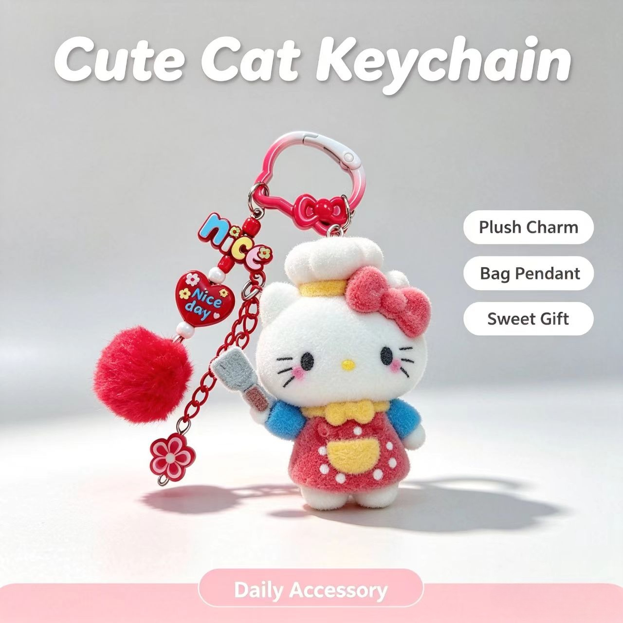 Resin Art Hanging - Chaveiro de Gato Flocado da Moda,