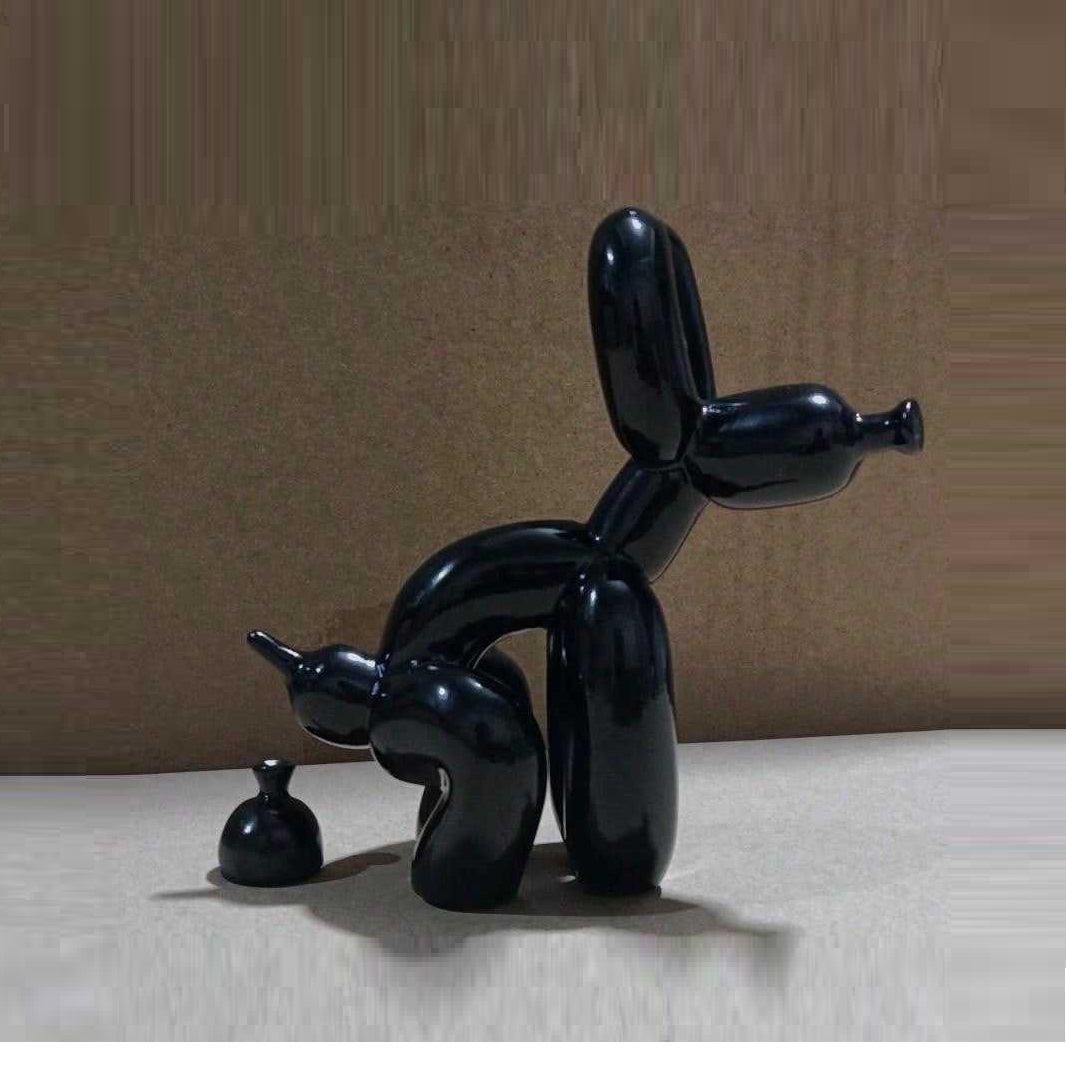 Resin Art And Wood - Arte moderna agachamento balão cão animal