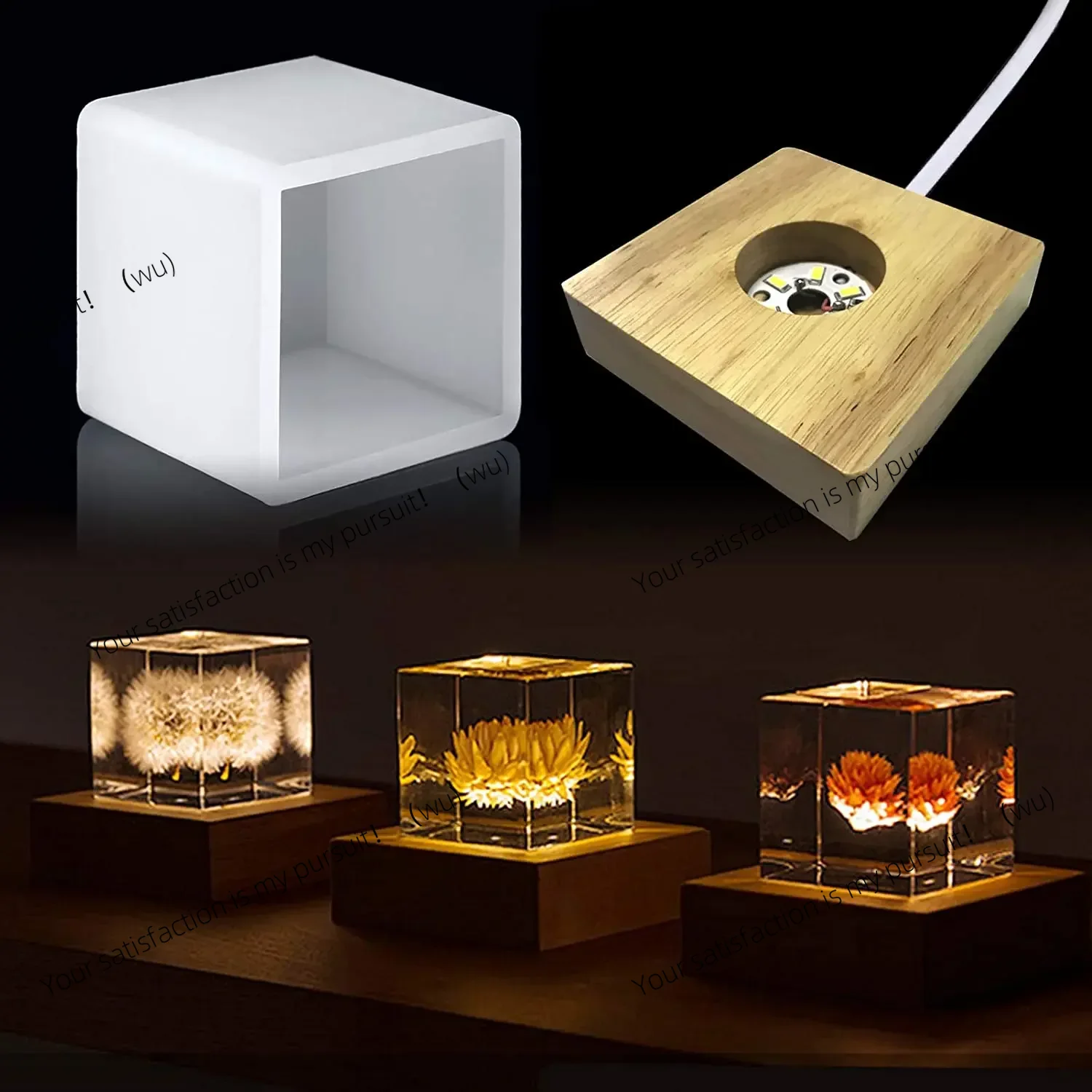 Resin Art And Wood - Molde de resina de luz quadrada,