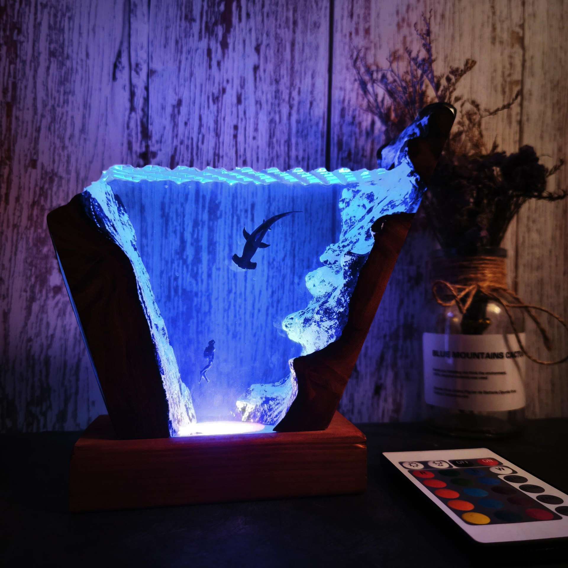 Resin Art Gift For Wedding - Ornamento Luminoso de Tubarão-Martelo da Série