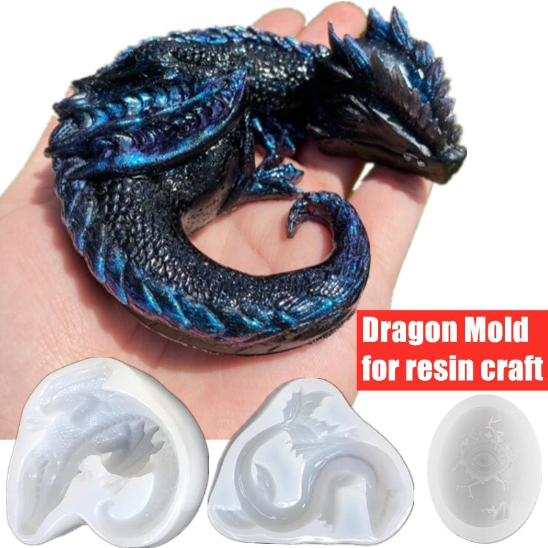 Resin Art Things - 3 estilos espelho sonolento dragão dinossauro