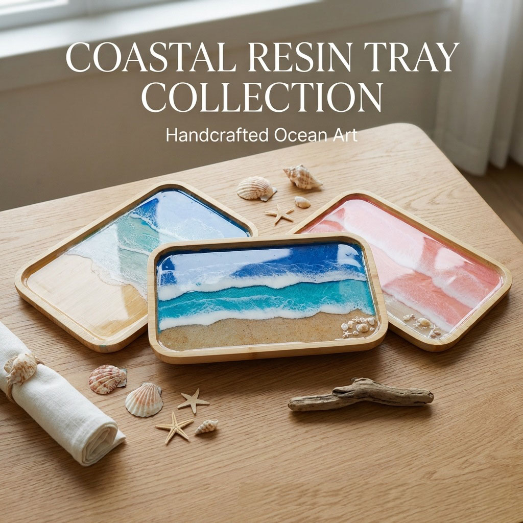 Resin Art And Wood - Bandeja Decorativa de Resina Epóxi com